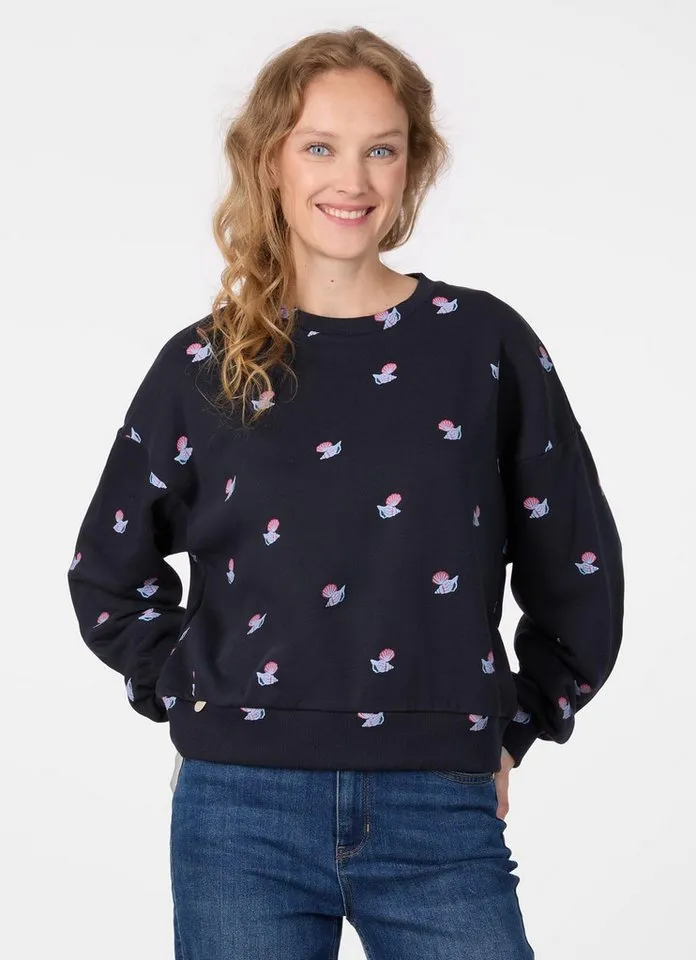 ragwear ragwear Sweatshirt WUSS SHELLS Elastische Baumwollmischung und softem Finish mit Muschel-Print, Blau, – Produktbild 1 von 2