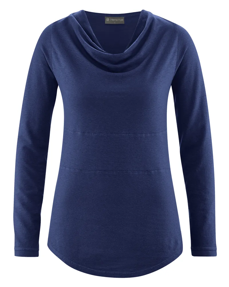 HempAge Hempage Damen vegan Top Mit Langen Ärmeln Nachtblau, Blau, – Produktbild 1 von 2