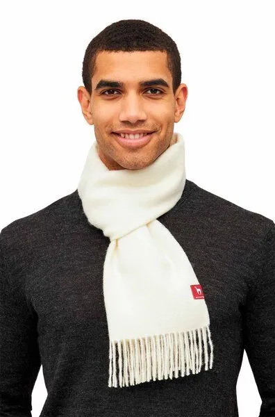 Apu Kuntur Apu Kuntur 100% Alpaka Schal aus Peru - mit Fransen, Weiss, – Produktbild 3 von 3