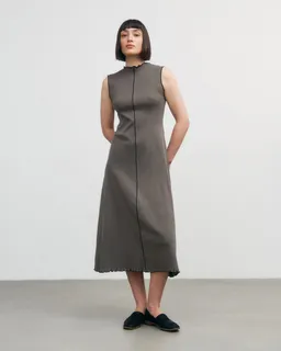 Rotholz Rotholz Damen vegan Kleid Pin Tucked Fawn Grau – Produktbild 1 von 1