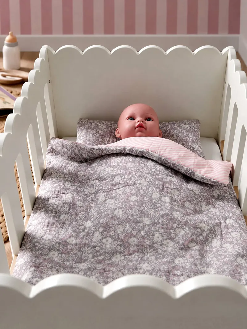 Vertbaudet Puppen-Bettwäsche, Rosa bedruckt, – Produktbild 3 von 3