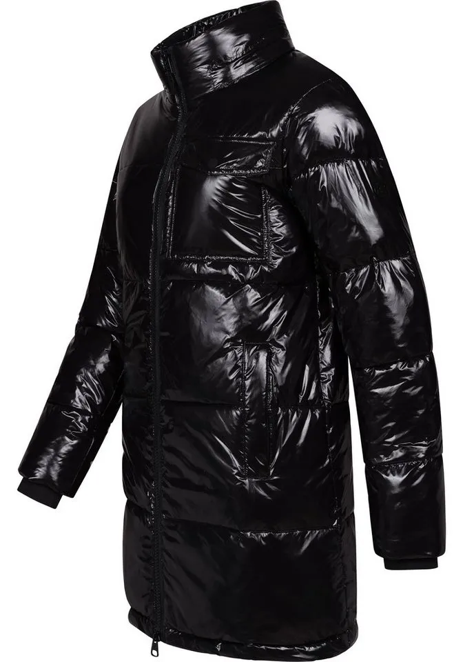 ragwear ragwear Wintermantel Roobie Long super stylischer, gänzender Damen Steppmantel, Schwarz, – Produktbild 5 von 5