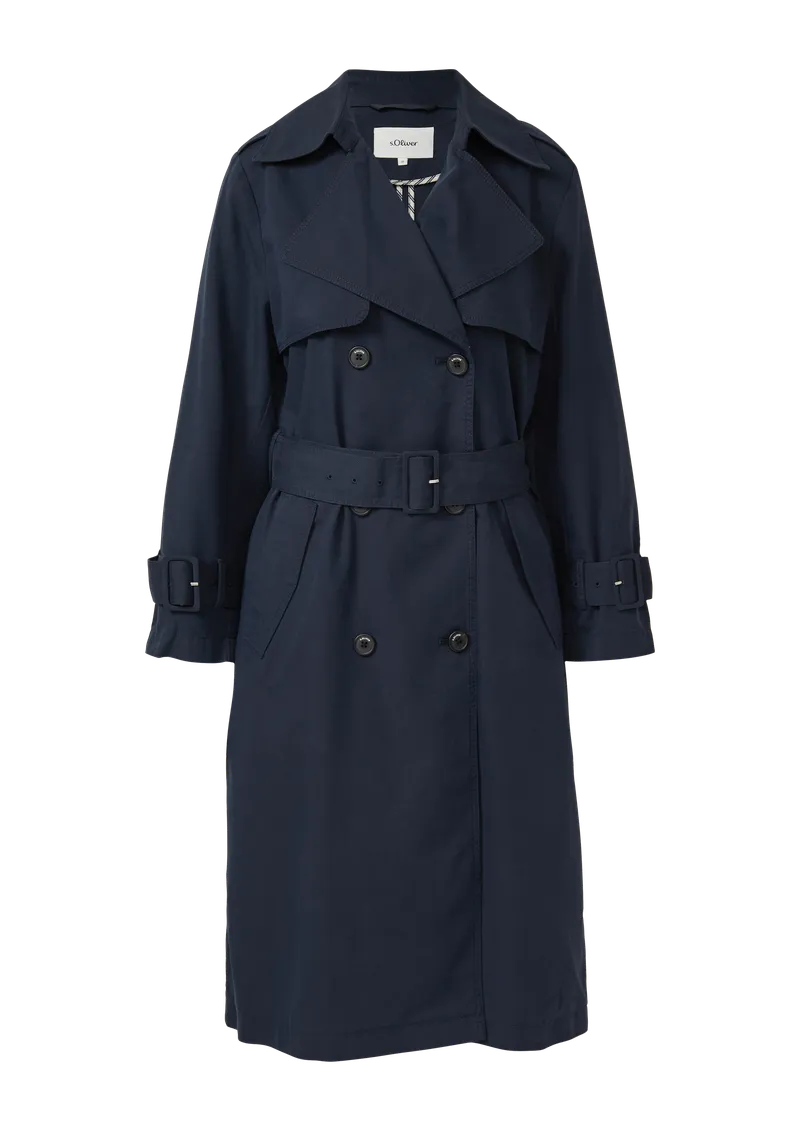 s.Oliver Leichter Trenchcoat aus Lyocell, Blau, – Produktbild 1 von 4