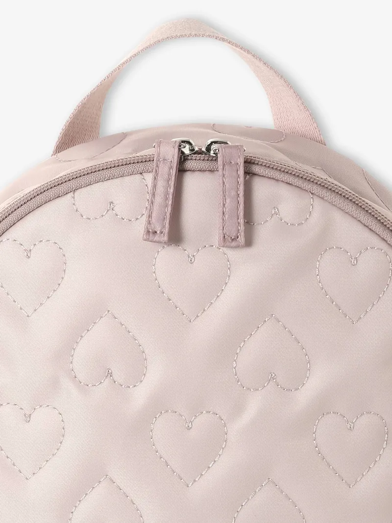 Vertbaudet Mädchen Rucksack mit Stepp-Herzen für Kita & Grundschule pudrig, Pudrig rosa, – Produktbild 2 von 4