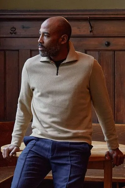 About Companions About Companions Entspannter Reißverschluss-Pullover NOAM aus schwerem Bio-Baumwoll-Ripp, Natur (eco 4rib sand), – Produktbild 1 von 4