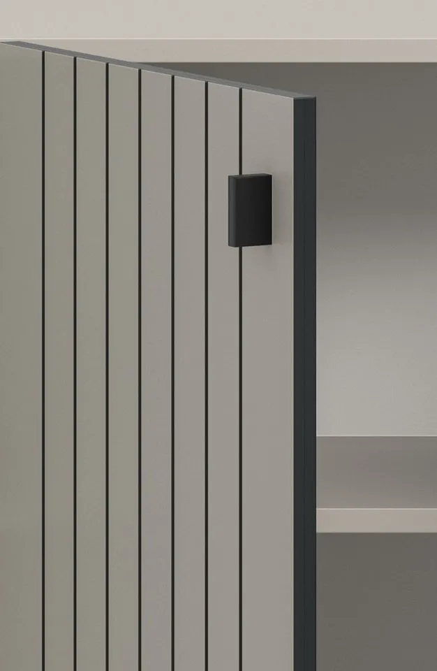 Inn.Furn Kombikommode Loreno (Flurkommode / Schuhschrank in Kaschmir und Schwarz, 3-türig, 150 x 96 cm), mit 9 Fächern, Beige, – Produktbild 5 von 5