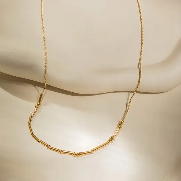 ELEKTROPULLI ELEKTROPULLI 0,9mm Kette mit Perlen, Gold, – Produktbild 3 von 4