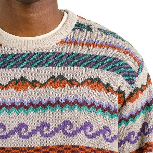 Dedicated DEDICATED Herren Strickpullover Mora Fair Isle, Oat white rainy day (weiß), – Produktbild 2 von 4