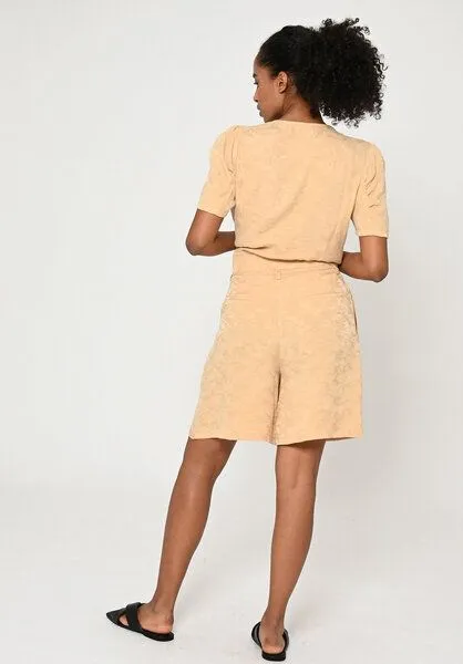 Lovjoi Lovjoi Blouse SILURI Wickelbluse mit Puffärmeln und Schleife, Brown sugar (beige), – Produktbild 3 von 4