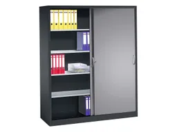 C+P C+P Schiebetürenschrank aus Stahl 160 cm breit anthrazit/alusilber T 50 H 195 – Produktbild 1 von 1