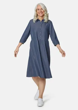 Kleid mit Hemdblusenkragen - blau - Gr. 24 von Goldner Fashion – Produktbild 1 von 1