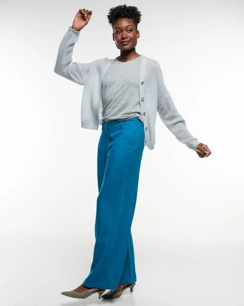 Alma & Lovis Alma & Lovis Trendige Marlenehose aus reinem Leinen | Leinen Marlene, Orient blue (blau), – Produktbild 3 von 4