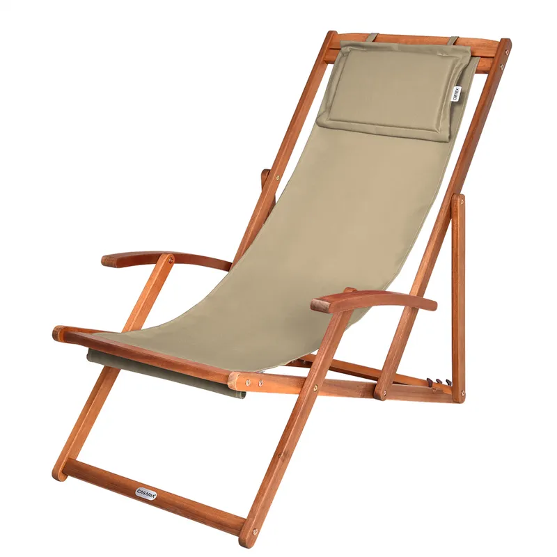 Casaria® Gartenliege Creme Akazienholz 94x60x94cm, Beige, – Produktbild 2 von 2