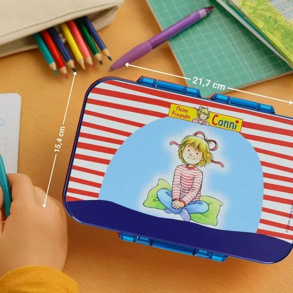 elasto elasto Kinder Brotdose "Conni" - offizielle Lizenz-Vorratsdose für Schule & Kindergarten, Blau, – Produktbild 2 von 4