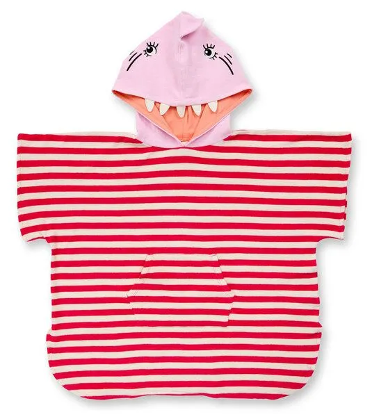 Sense Organics & friends in cooperation with GARY MASH Sense Organics & friends in cooperation with GARY MASH Badeponcho mit Haifisch-Kapuze aus Bio-Baumwolle, Pink, – Produktbild 1 von 1