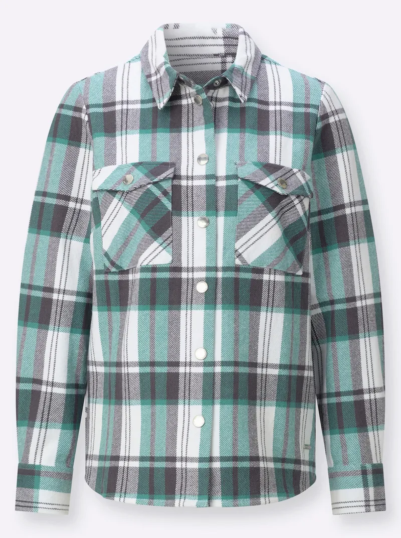 Witt Flanellbluse salbei-anthrazit-kariert, Salbei-anthrazit-kariert, – Produktbild 2 von 2