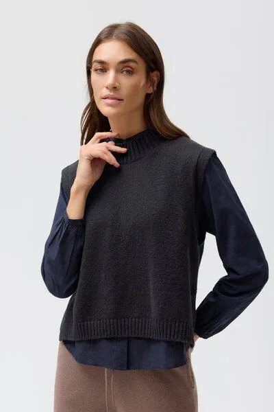 People Wear Organic People Wear Organic Strick Pullunder, Dunkelblau, – Produktbild 2 von 4