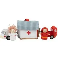 El Puente El Puente Spielset "Feuerwehr und Krankenhaus" | Fair Trade & Handmade aus Sri Lanka, Rot,weiß, – Produktbild 1 von 1