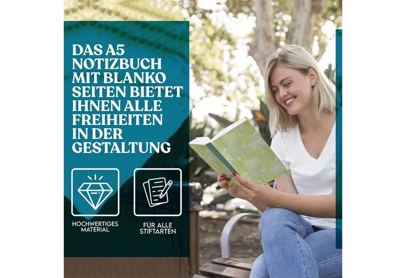 LifeDesign Notizbuch "Libelle" DIN A5 Skizzenbuch, Hardcover, Fadenbindung, edles Papier, FSC- & EU-Ecolabel zertifizert – Produktbild 3 von 5