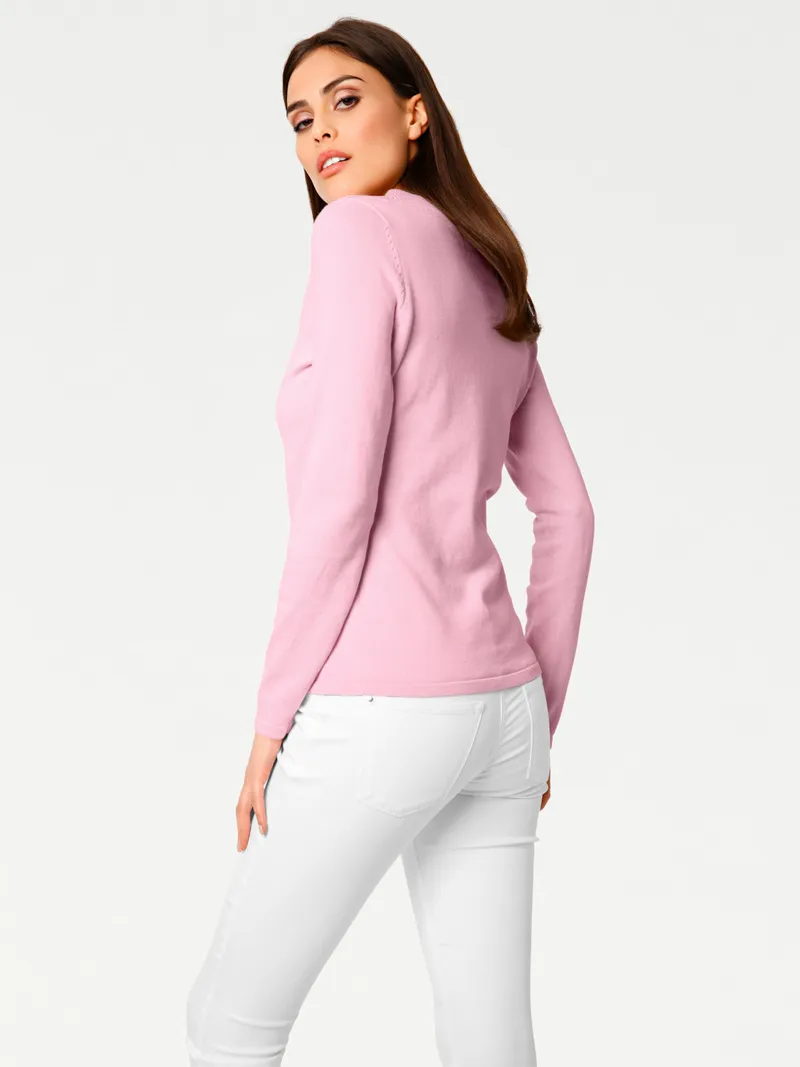 heine V-Ausschnitt-Pullover rosé, Rosé, – Produktbild 1 von 2
