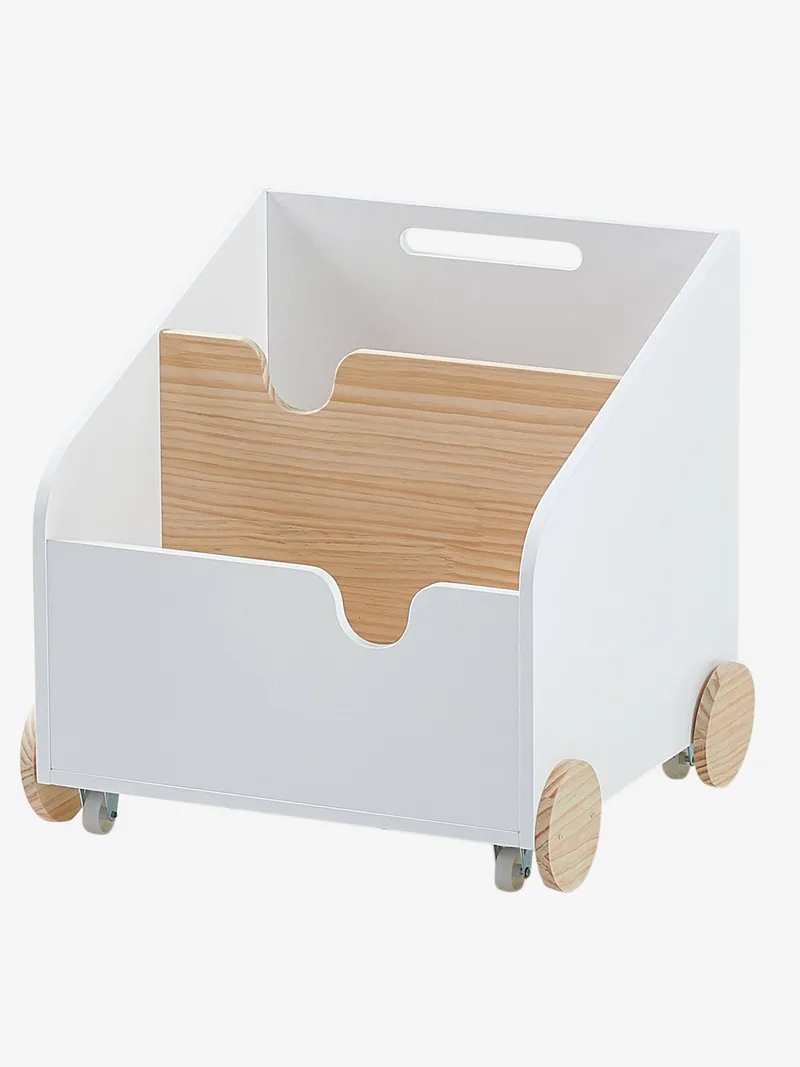 Vertbaudet Kinder Bücherregal mit Rollen SCHOOL, Weiß, – Produktbild 3 von 4