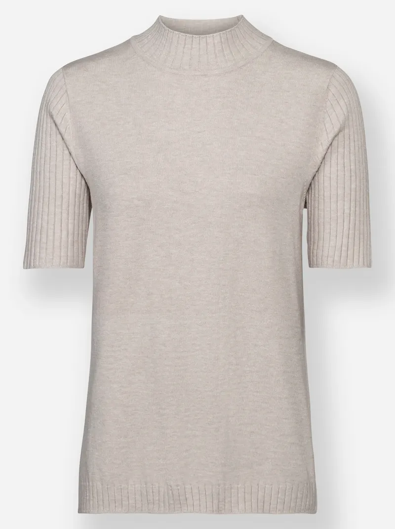 Witt Kurzarmpullover, Hellgrau-meliert, – Produktbild 1 von 2