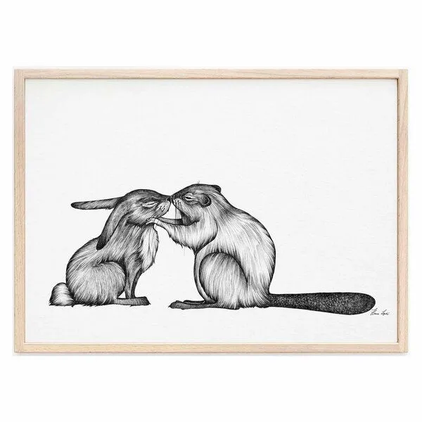 LIGARTI Kunstdruck »Kaninchen und Biber« von LIGARTI | A4, A3 oder A2 | Wandbild | Poster | Kunst – Produktbild 1 von 4