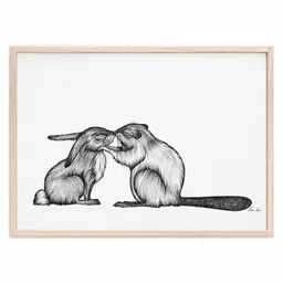 LIGARTI Kunstdruck »Kaninchen und Biber« von LIGARTI | A4, A3 oder A2 | Wandbild | Poster | Kunst – Produktbild 1 von 1
