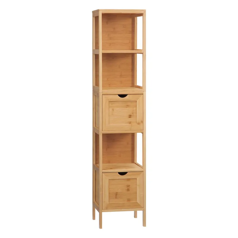 kleankin kleankin Badezimmerschrank, Beistellschrank aus Bambus, Hochschrank, Kippschutz – Produktbild 1 von 1