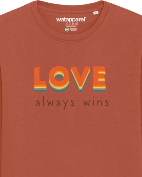 watapparel watapparel Sweatshirt Unisex Love always wins, Heritage brown, – Produktbild 3 von 3