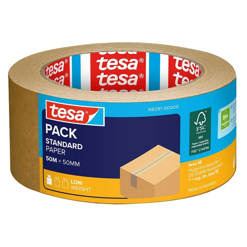 Tesa SE tesapack STANDARD PAPER, 50 m x 50 mm, braun, 1 Rolle_ST – Produktbild 1 von 1