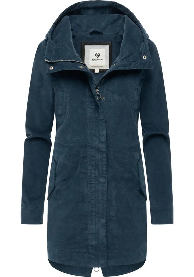 ragwear ragwear Kurzmantel Cannas Cordy YOUMODO Übergangsmantel in Kord-Optik mit Kapuze, Blau, – Produktbild 4 von 5