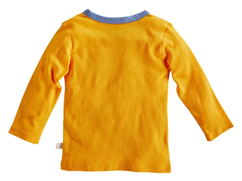 HANS NATUR Kinder Langarmshirt Bio-Baumwolle orange mit Tasche Gr.122/128, Orange, – Produktbild 2 von 2