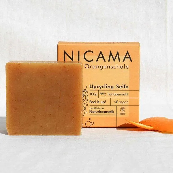 NICAMA NICAMAᵘᵖ Upcycling-Seife mit Peelingeffekt - Orangenschale – Produktbild 3 von 3