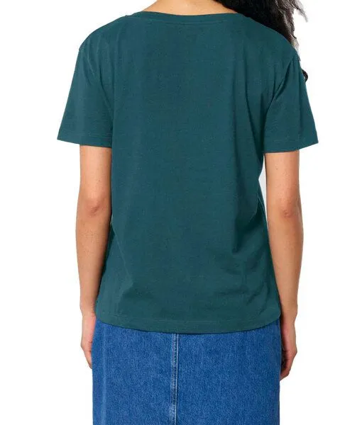 YTWOO YTWOO Damen-Scoop-Neck-T-Shirt aus Bio-Baumwolle, Türkis, – Produktbild 1 von 4