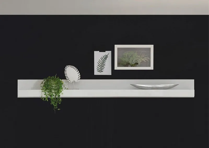 Home affaire Wandboard Carat, modernes Wandregal, Wandhalter mit Ablagefach, 217 cm breit, vielseitig einsetzbares Hängeregal, in Weiß Hochglanz, Weiß, – Produktbild 1 von 5