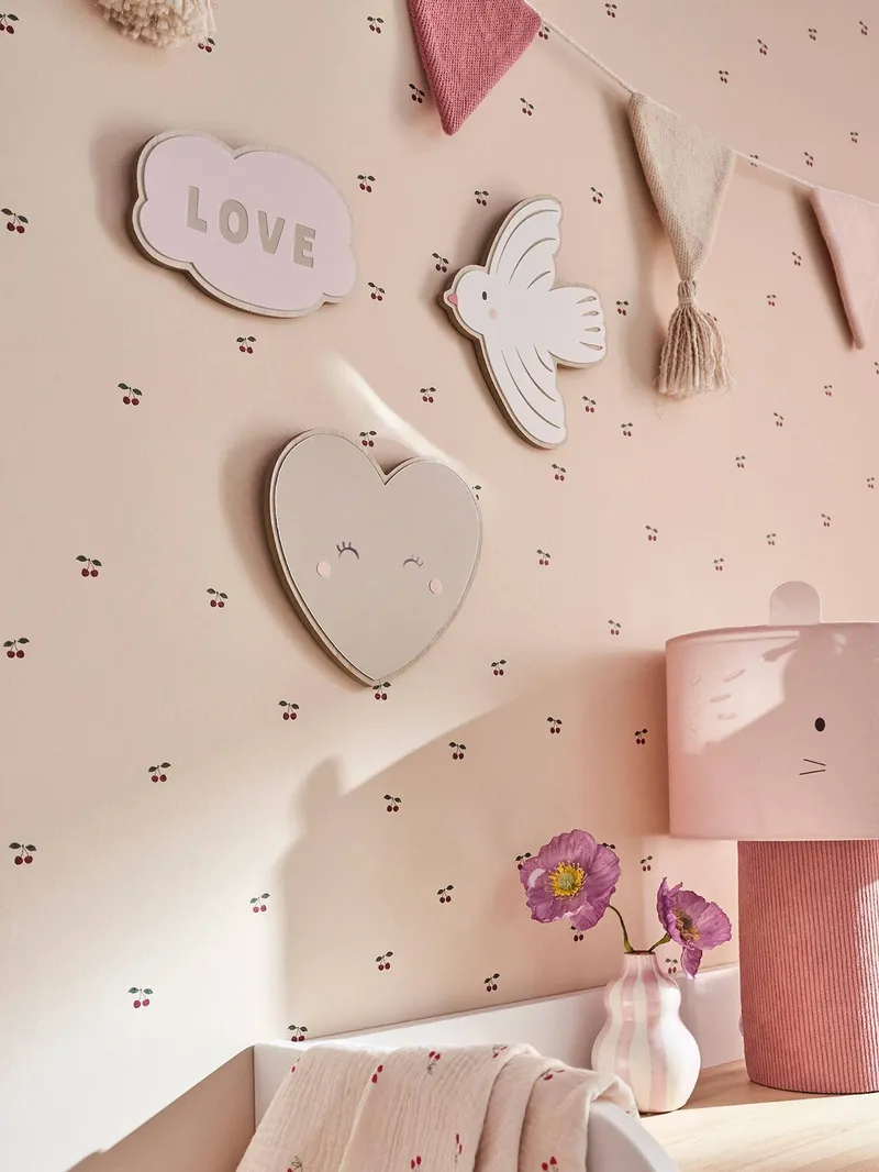 Vertbaudet 3er-Set Wanddeko VOGEL mit Herz und Wolke, Beige, – Produktbild 2 von 3