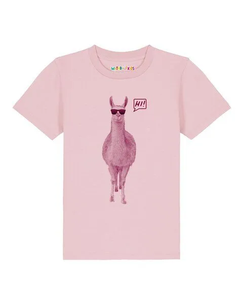 watabout.kids watabout.kids T-Shirt Kinder Lama sagt Hi, Cotton pink, – Produktbild 1 von 2