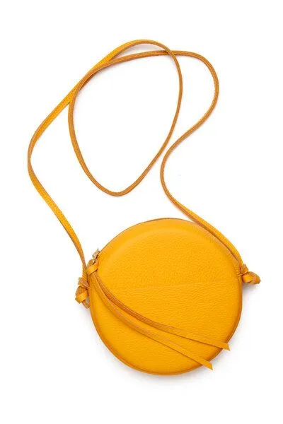 ELEKTROPULLI Kleine Runde Schultertasche MONA aus Leder von ElektroPulli, Gelb, – Produktbild 2 von 2