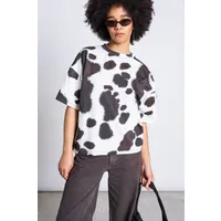 JAN N JUNE JAN 'N JUNE Damen vegan Oversize T-Shirt Mit Arlen Kuh Print – Produktbild 1 von 1