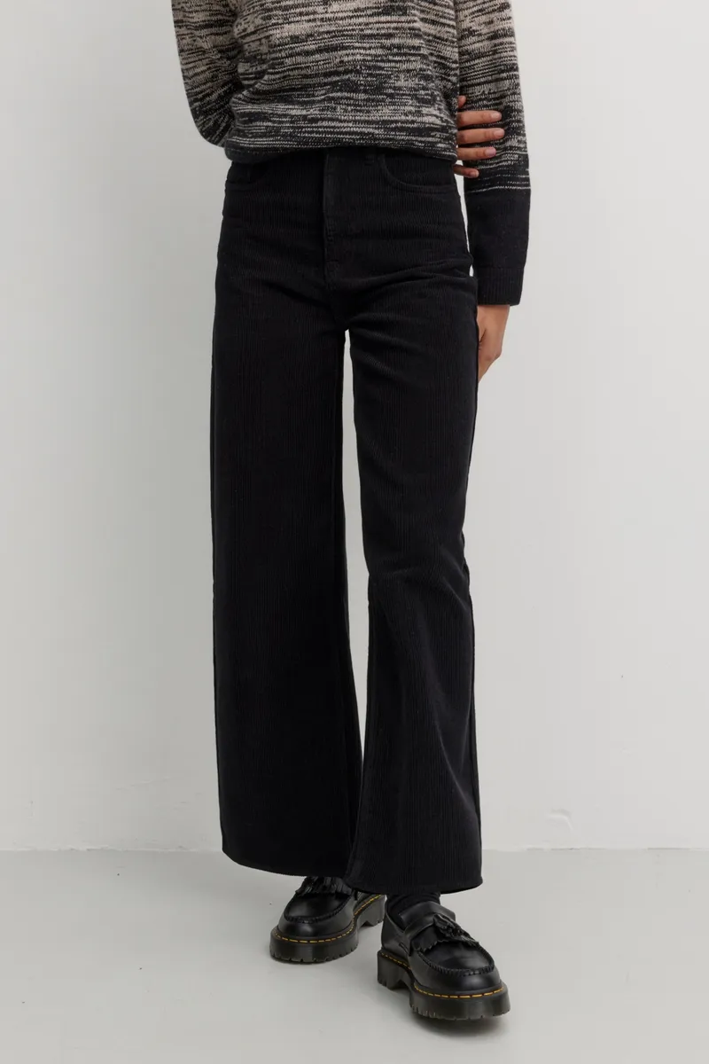 recolution Recolution Damen vegan Hose Corduroy Erica Schwarz, Schwarz, – Produktbild 2 von 2