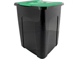 Mülleimer mit Klappdeckel, schwarz/grün, 50 l – Produktbild 1 von 1