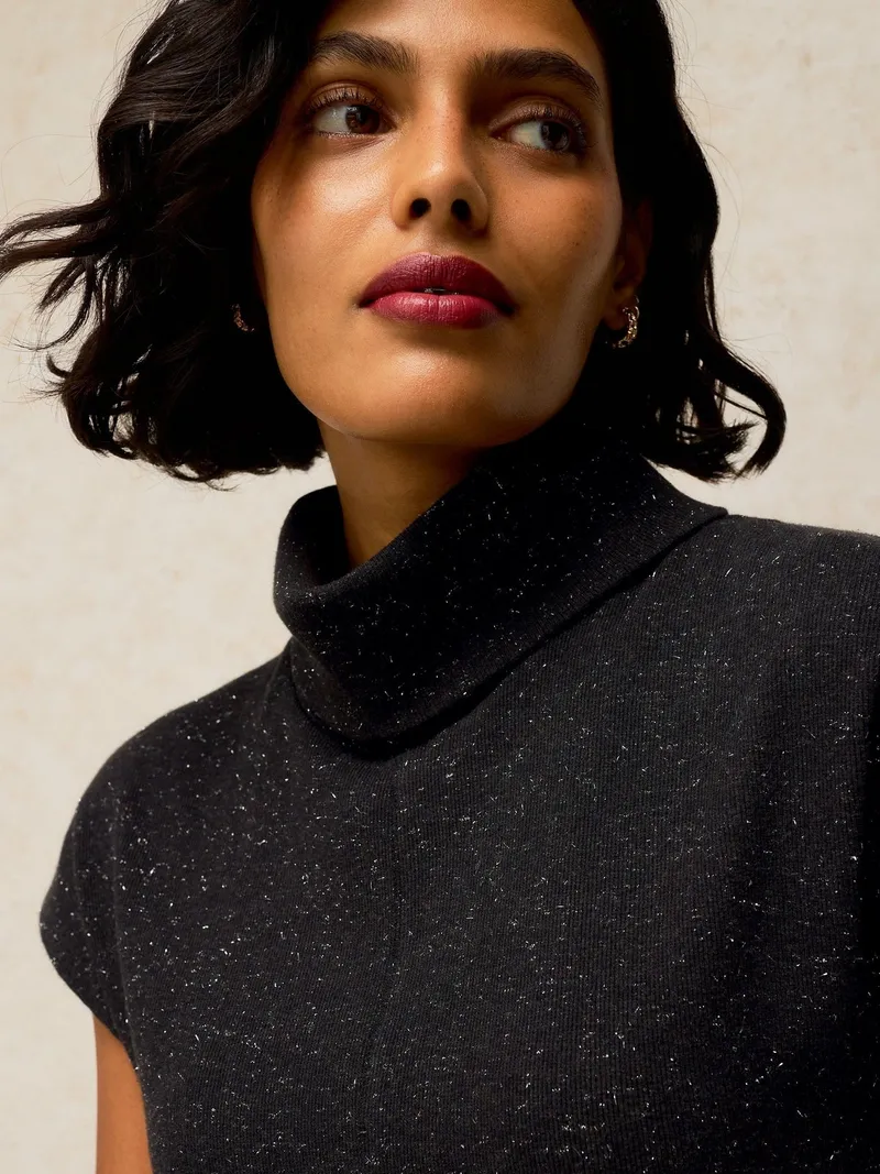 White Stuff White Stuff Glitzerkleid Ruby mit Rollkragen, Anthrazitgrau, – Produktbild 2 von 4