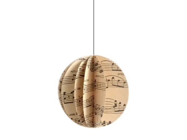 renna deluxe renna deluxe Weihnachtskugel Kugel mit Noten aus Papier Baumschmuck, Beige, – Produktbild 1 von 3