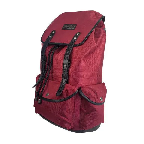 manbefair manbefair Rucksack Vienna aus recyceltem Nylon Gewebe und Rinds-Leder, Rot, – Produktbild 4 von 4