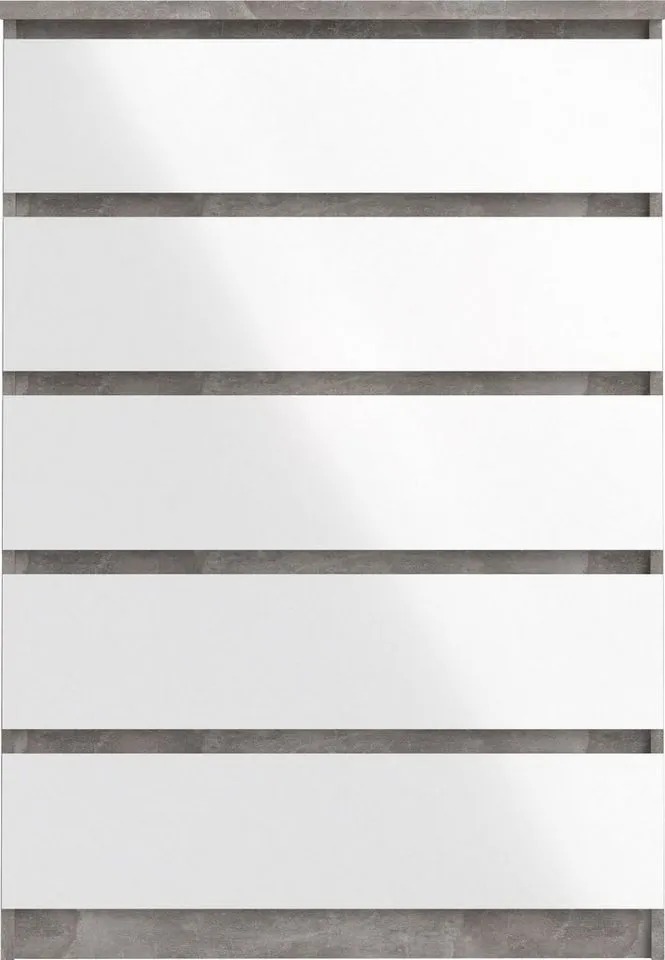 Home affaire Kommode Naia - 5 Schubladen & grifflose Front, Made in Denmark (Breite 77 cm / Höhe 111 cm, in mehreren Farben), Modern, skandinavisches Design, in mehrere Farben, Hoch, Grau, – Produktbild 2 von 5