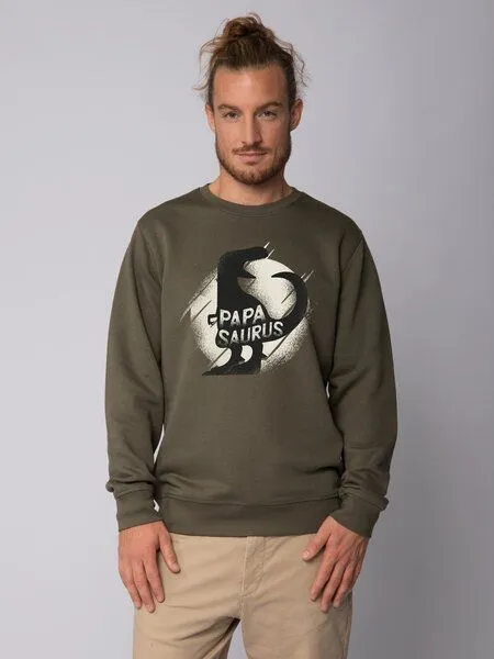 watapparel watapparel Sweatshirt Unisex Papasaurus, Khaki, – Produktbild 2 von 3
