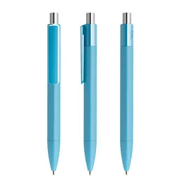prodir prodir® Druckkugelschreiber DS4 Soft Touch PRR Push, blaue Mine, Dusty Blue/silber poliert, Silber / hellblau, – Produktbild 1 von 1