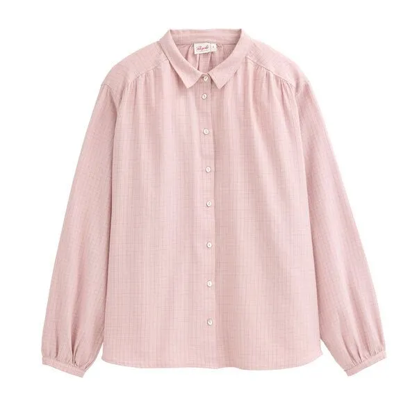 People Wear Organic People Wear Organic Flanell Langarm Bluse, rosa kariert, Rose, – Produktbild 1 von 4