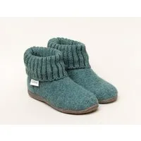 Gottstein Gottstein Kinder Hüttenschuh Alpine Boot RU - Aus reiner Bio-Schafwolle für Jungen & Mädchen mit Gummisohle - Hausschuh Made in Tirol, Grün, – Produktbild 1 von 2